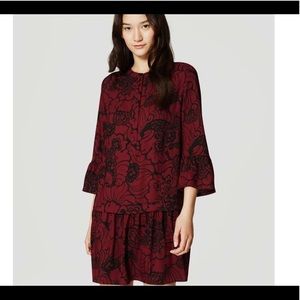 LOFT Paisley Lantern Shirt Dress